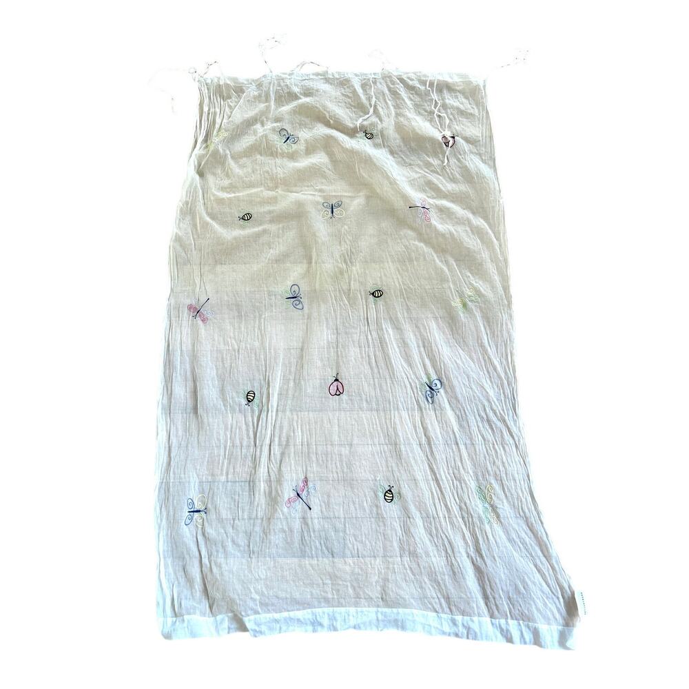 Vintage Y2K Pottery Barn Whimsical Bug Butterfly Bee Sheer Curtains 60x40 TWO